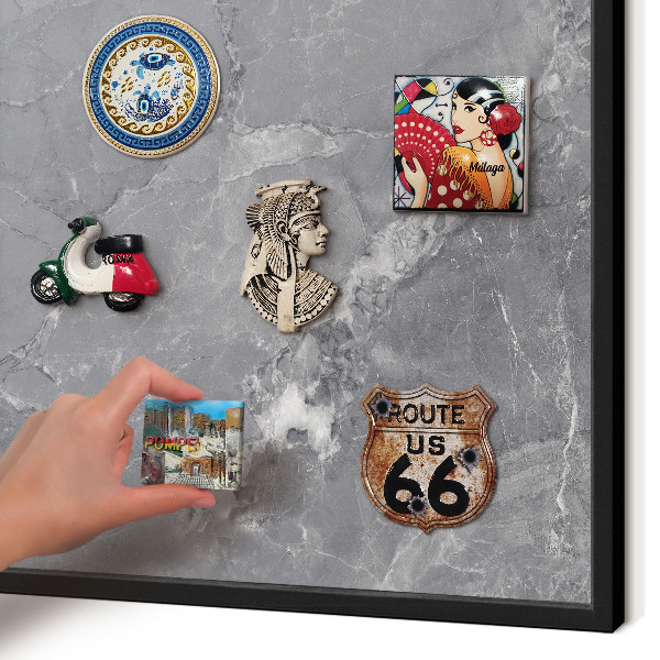 Panou magnetic mural decorativ cadru negru Marmură gri