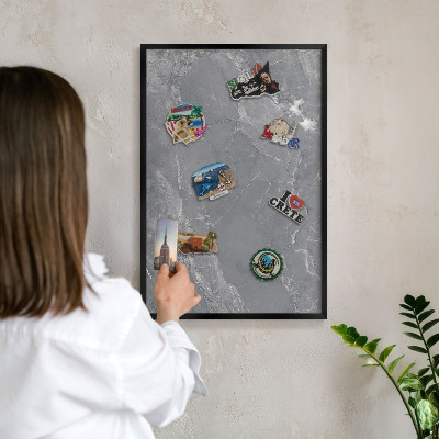 Panou magnetic mural decorativ cadru negru Marmură gri
