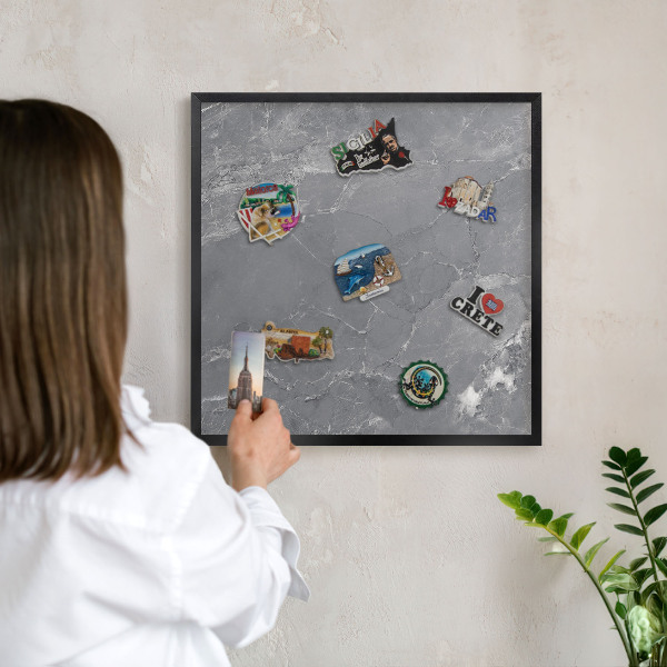 Panou magnetic mural decorativ cadru negru Marmură gri