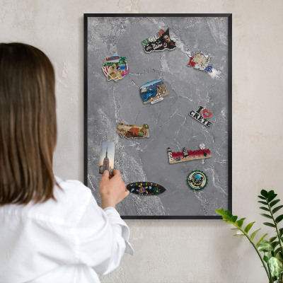 Panou magnetic mural decorativ cadru negru Marmură gri
