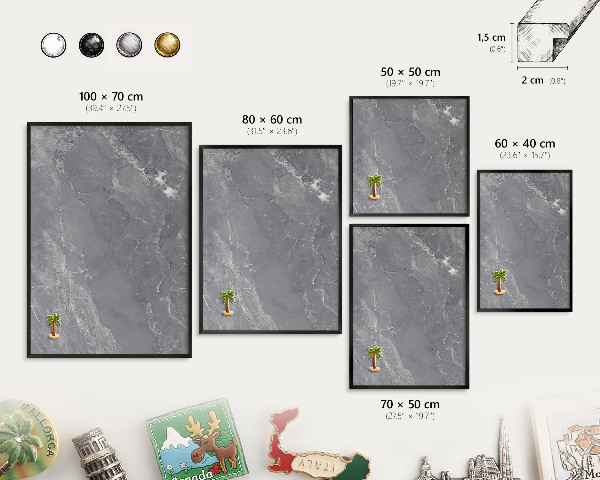Panou magnetic mural decorativ cadru negru Marmură gri