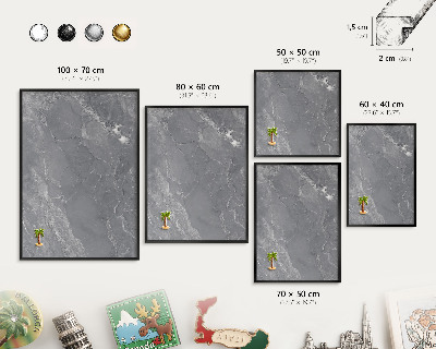 Panou magnetic mural decorativ cadru negru Marmură gri