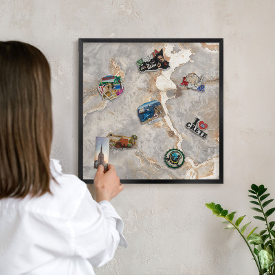 Panou magnetic mural decorativ cadru negru Eleganța marmurei