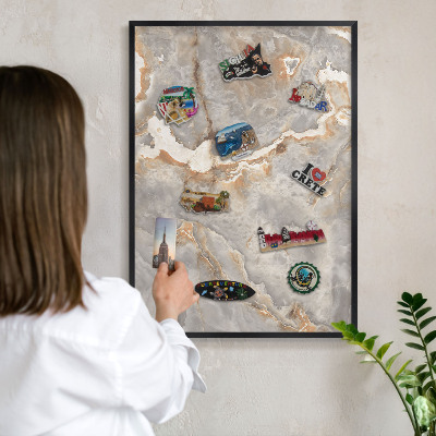 Panou magnetic mural decorativ cadru negru Eleganța marmurei