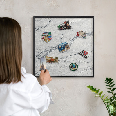 Panou magnetic mural decorativ cadru negru Eleganță gri