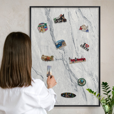 Panou magnetic mural decorativ cadru negru Eleganță gri