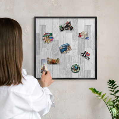 Panou magnetic mural decorativ cadru negru Textură de lemn