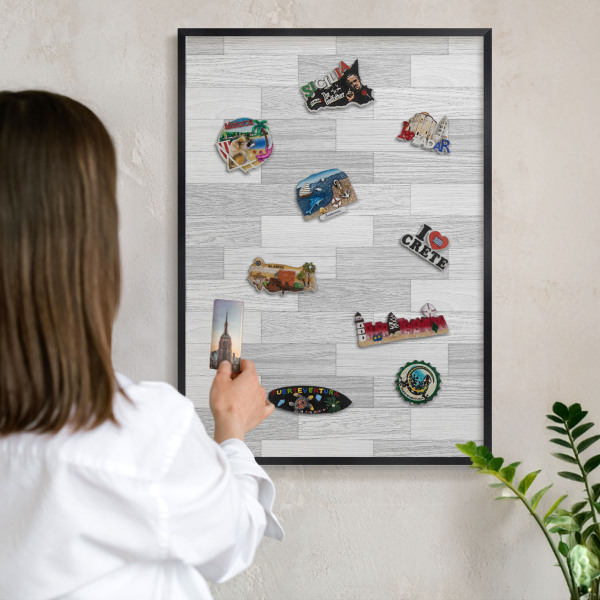 Panou magnetic mural decorativ cadru negru Textură de lemn