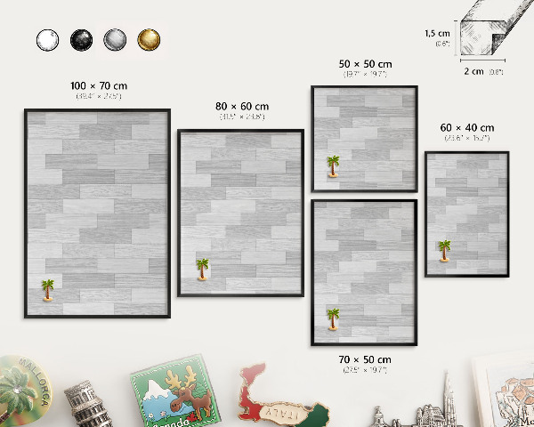 Panou magnetic mural decorativ cadru negru Textură de lemn