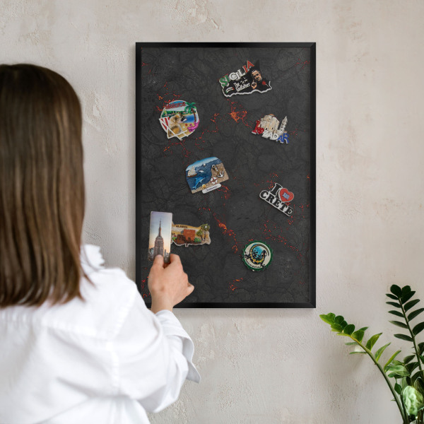 Panou magnetic mural decorativ cadru negru Lavă vulcanică