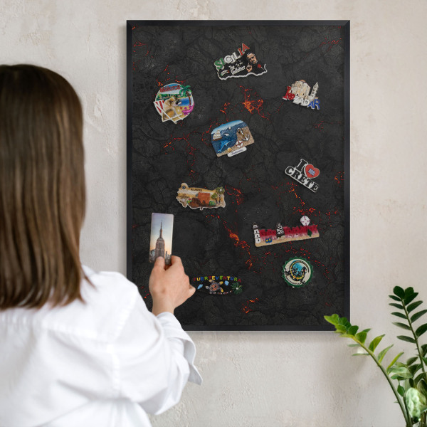 Panou magnetic mural decorativ cadru negru Lavă vulcanică