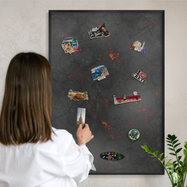 Panou magnetic mural decorativ cadru negru Lavă vulcanică