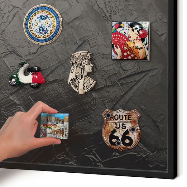 Panou magnetic mural decorativ cadru negru Negru texturat