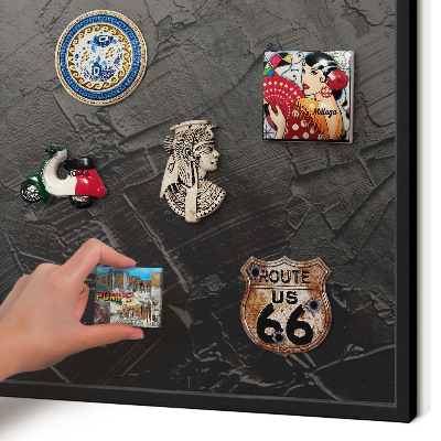 Panou magnetic mural decorativ cadru negru Negru texturat