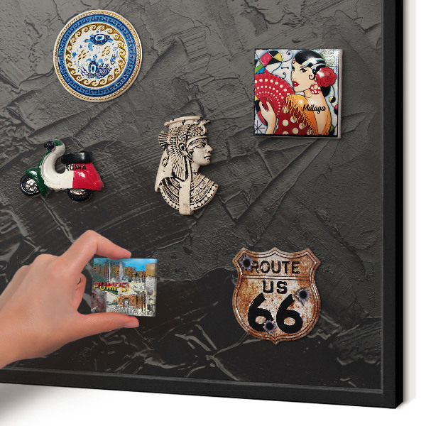 Panou magnetic mural decorativ cadru negru Negru texturat
