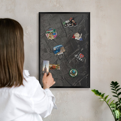Panou magnetic mural decorativ cadru negru Negru texturat