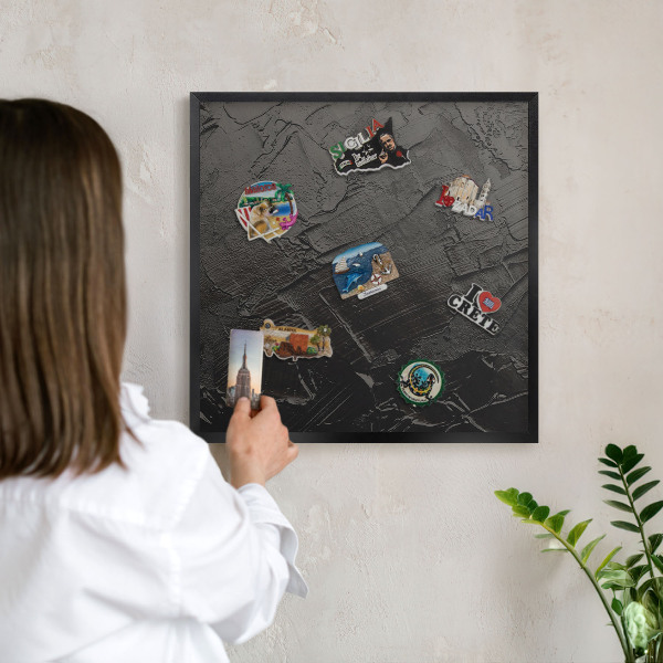 Panou magnetic mural decorativ cadru negru Negru texturat