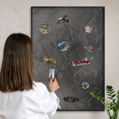 Panou magnetic mural decorativ cadru negru Negru texturat