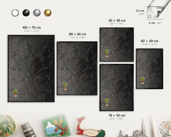 Panou magnetic mural decorativ cadru negru Negru texturat