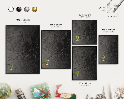 Panou magnetic mural decorativ cadru negru Negru texturat