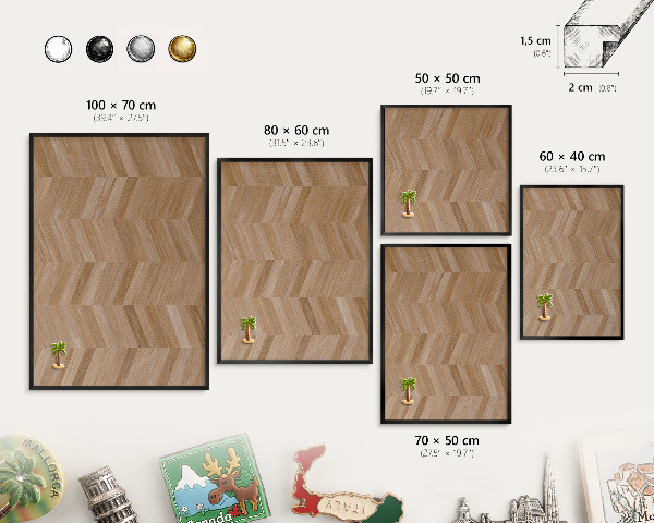 Panou magnetic mural decorativ cadru negru Os de hering din lemn
