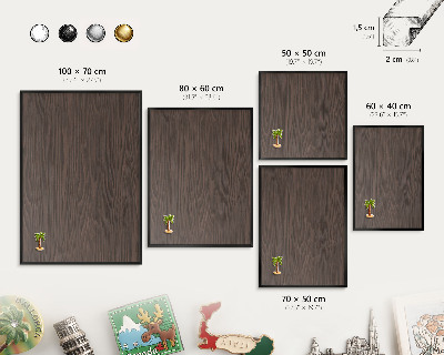 Tablă metalică pentru magneți din călătorii în cadru negru Lemn natural