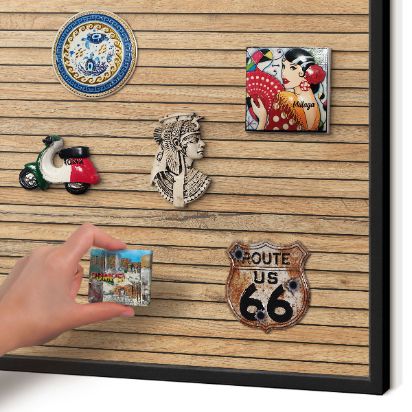 Panou magnetic mural decorativ cadru negru Scânduri de lemn