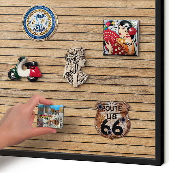 Panou magnetic mural decorativ cadru negru Scânduri de lemn
