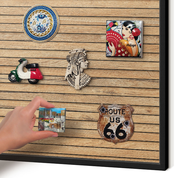 Panou magnetic mural decorativ cadru negru Scânduri de lemn