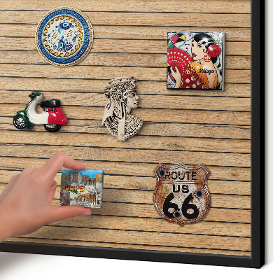 Panou magnetic mural decorativ cadru negru Scânduri de lemn