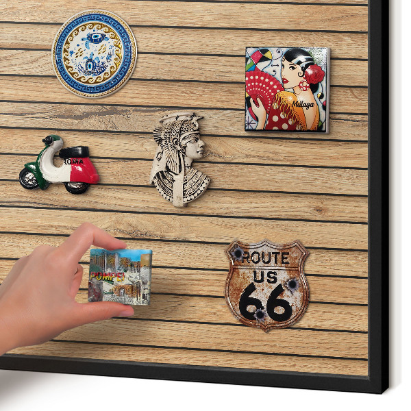 Panou magnetic mural decorativ cadru negru Scânduri de lemn
