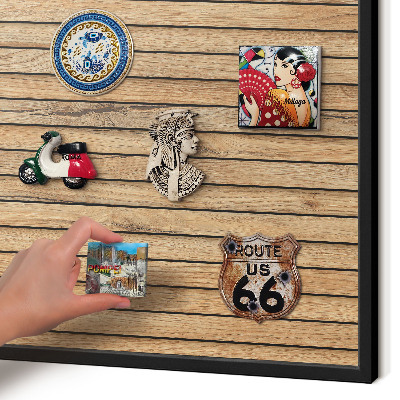 Panou magnetic mural decorativ cadru negru Scânduri de lemn
