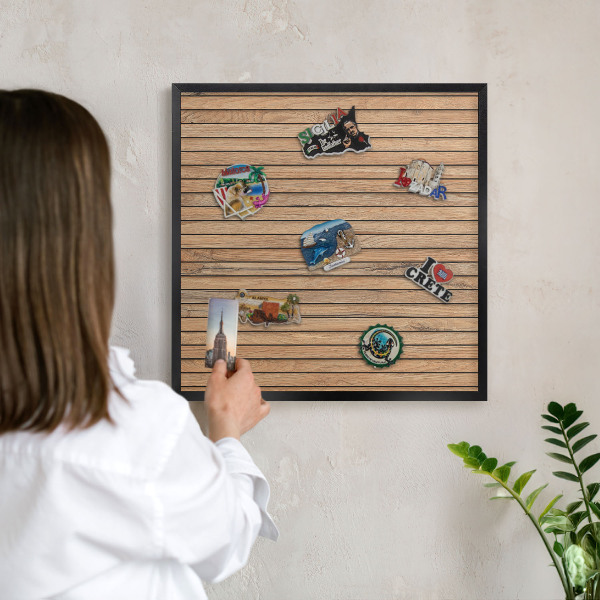 Panou magnetic mural decorativ cadru negru Scânduri de lemn