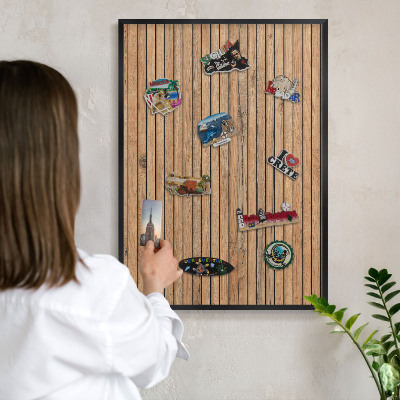 Panou magnetic mural decorativ cadru negru Scânduri de lemn