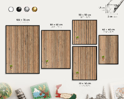 Panou magnetic mural decorativ cadru negru Scânduri de lemn