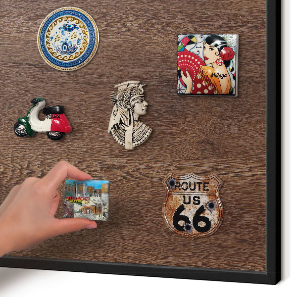 Panou magnetic mural decorativ cadru negru Lemn maro