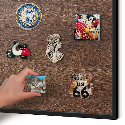 Panou magnetic mural decorativ cadru negru Lemn maro
