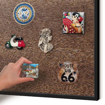 Panou magnetic mural decorativ cadru negru Lemn maro