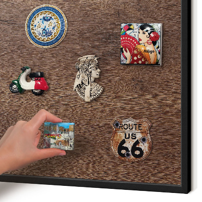 Panou magnetic mural decorativ cadru negru Lemn maro