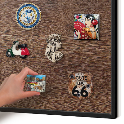 Panou magnetic mural decorativ cadru negru Lemn maro