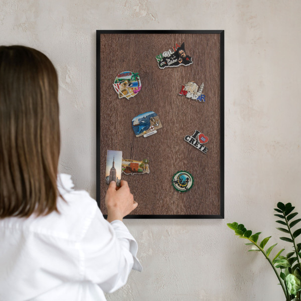 Panou magnetic mural decorativ cadru negru Lemn maro