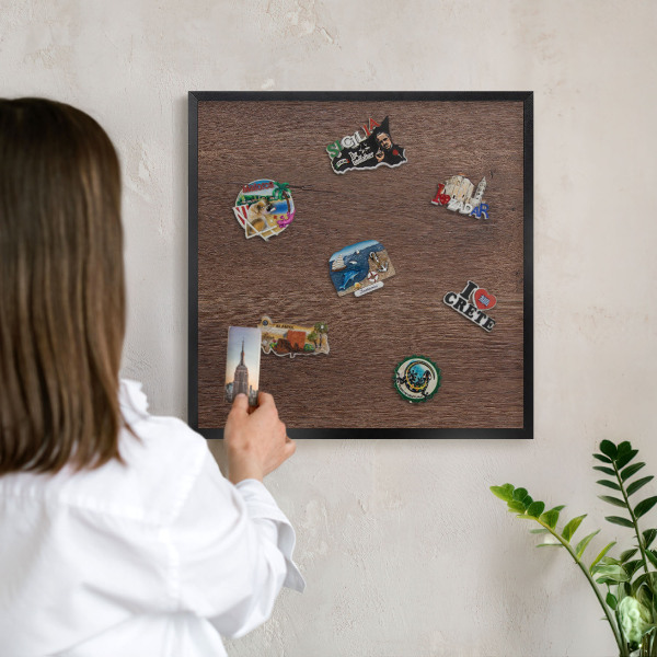 Panou magnetic mural decorativ cadru negru Lemn maro