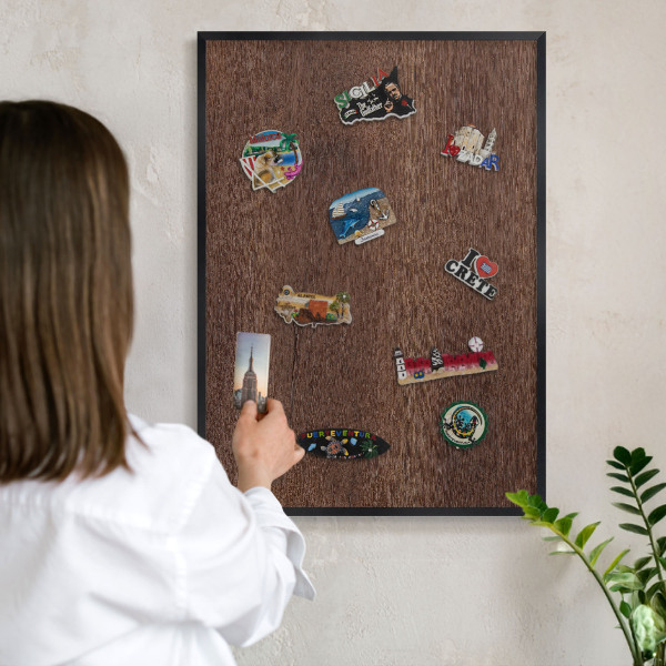 Panou magnetic mural decorativ cadru negru Lemn maro