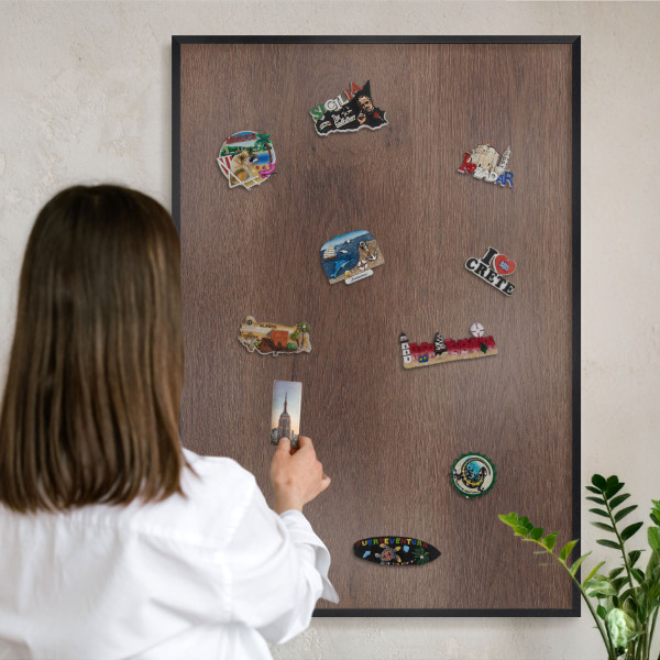 Panou magnetic mural decorativ cadru negru Lemn maro