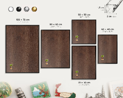 Panou magnetic mural decorativ cadru negru Lemn maro