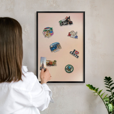 Panou magnetic mural decorativ cadru negru Bej pal