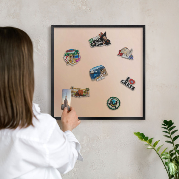Panou magnetic mural decorativ cadru negru Bej pal