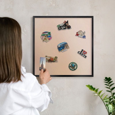 Panou magnetic mural decorativ cadru negru Bej pal