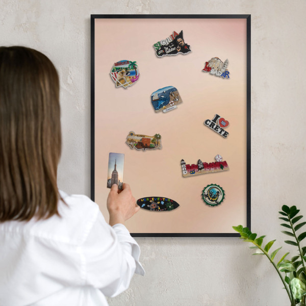 Panou magnetic mural decorativ cadru negru Bej pal