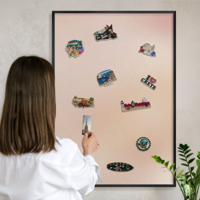 Panou magnetic mural decorativ cadru negru Bej pal